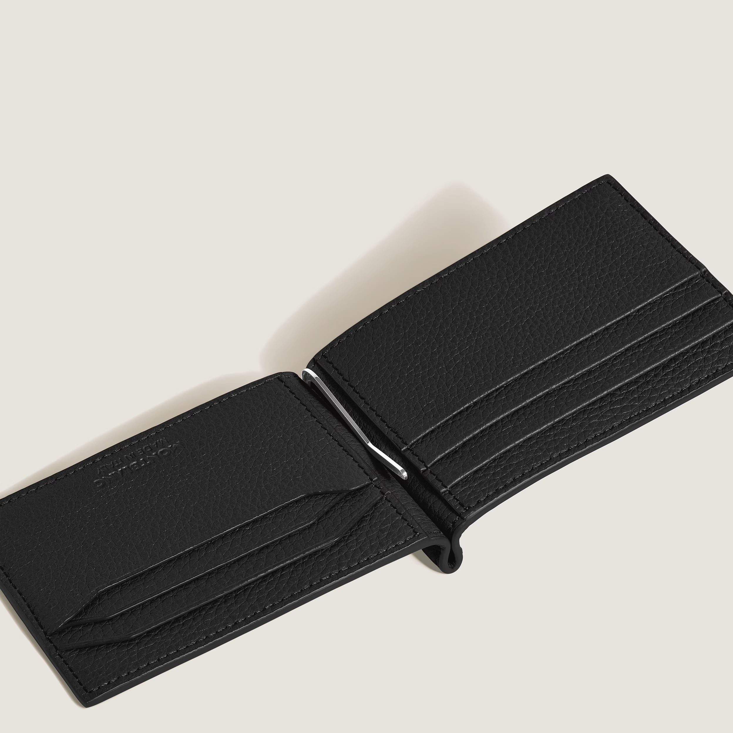 Cartera 6cc con Clip para Billetes de Cuero Grabado