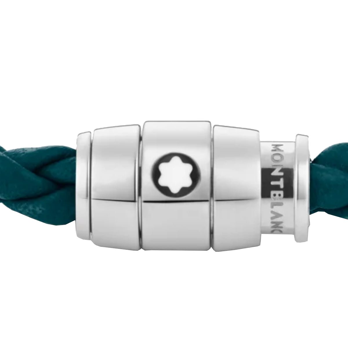 Bracelet hommeMontblancBracelet à 3 anneaux de la collection Montblanc Meisterstück en acier et en cuir bleu pétrole