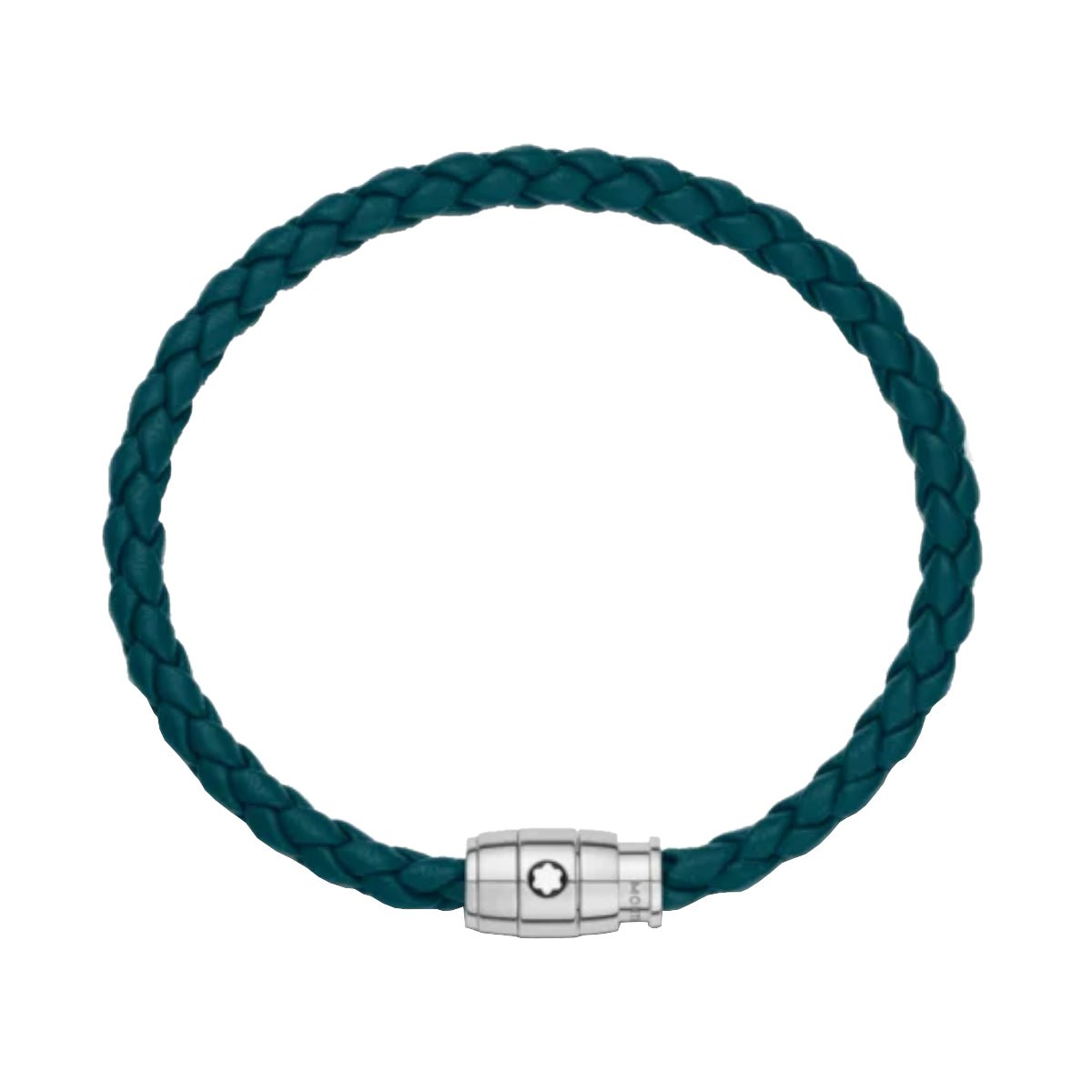 Bracelet hommeMontblancBracelet à 3 anneaux de la collection Montblanc Meisterstück en acier et en cuir bleu pétrole