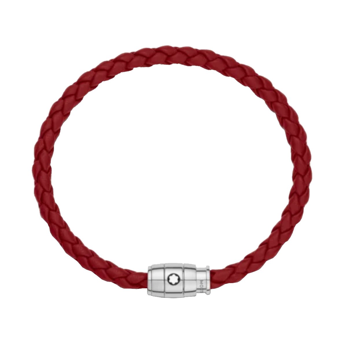 Bracelet hommeMontblancBracelet à 3 anneaux de la collection Montblanc Meisterstück en acier et en cuir rouge de Falun