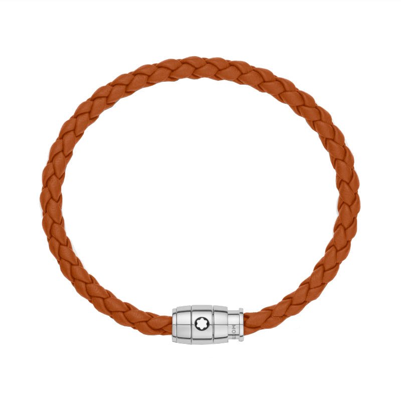 Bracelet hommeMontblancBracelet à 3 anneaux de la collection Montblanc Meisterstück en acier et en cuir rouille