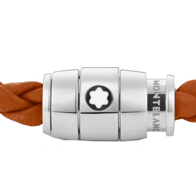 Bracelet hommeMontblancBracelet Montblanc Meisterstück à 3 anneaux en acier et en cuir rouilleS