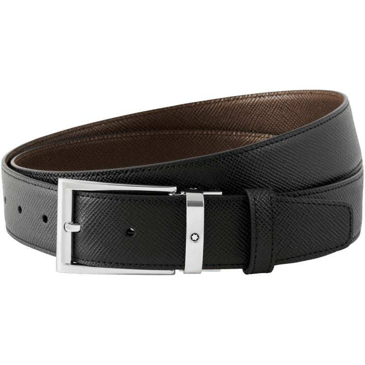 Ceinture hommeMontblancCeinture affaires réversible noire/marron foncé à couper selon la taille