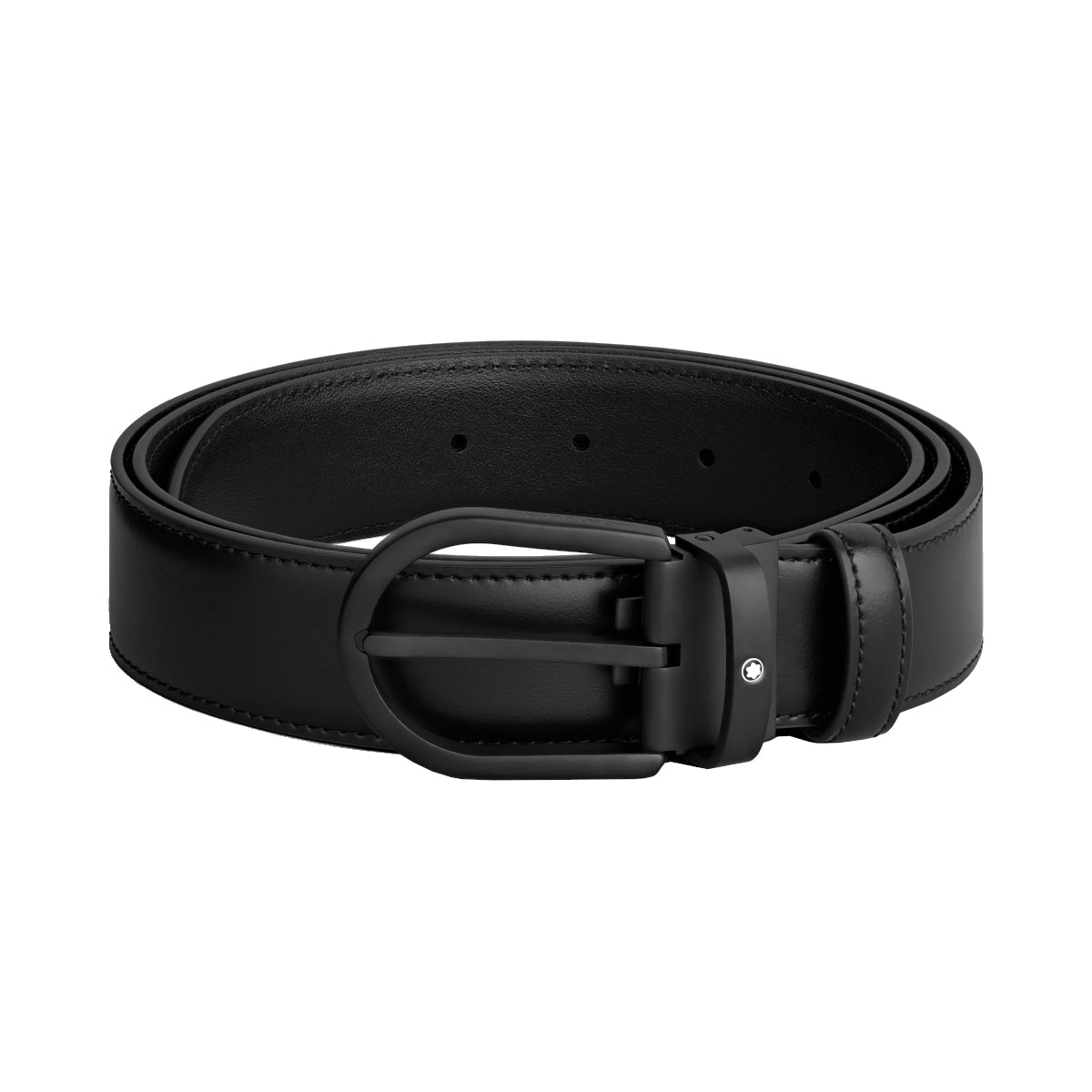 Ceinture hommeMontblancCeinture Montblanc à boucle fer à cheval de 35 mm en cuir noir