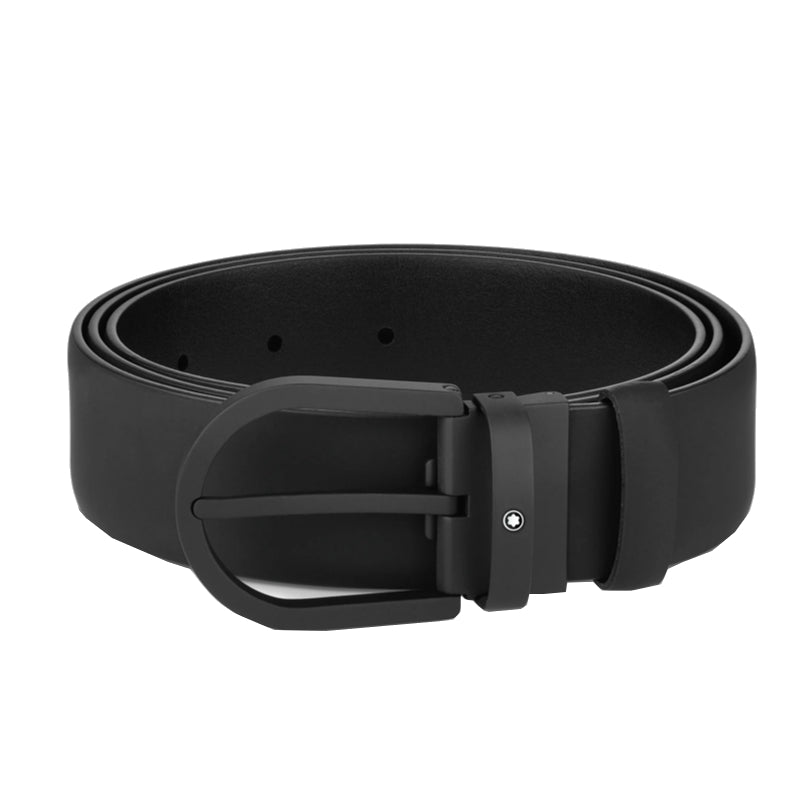Ceinture hommeMontblancCeinture Montblanc à boucle fer à cheval de 35 mm en cuir noir