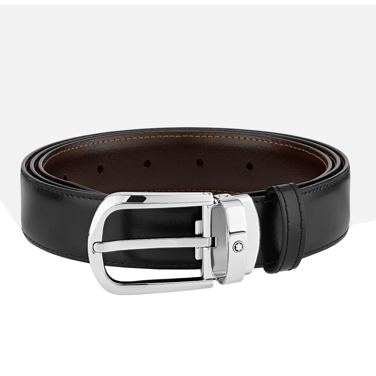 Ceinture hommeMontblancCeinture Montblanc réversible à boucle fer à cheval de 30 mm en cuir noir/marron