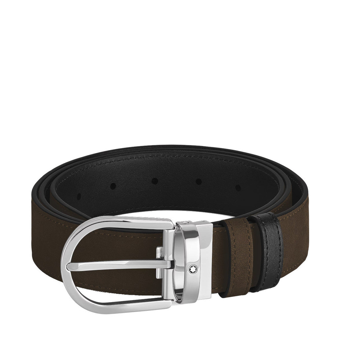 Ceinture hommeMontblancCeinture Réversible Horseshoe Montblanc 35 mm en Suede Noir/Marron