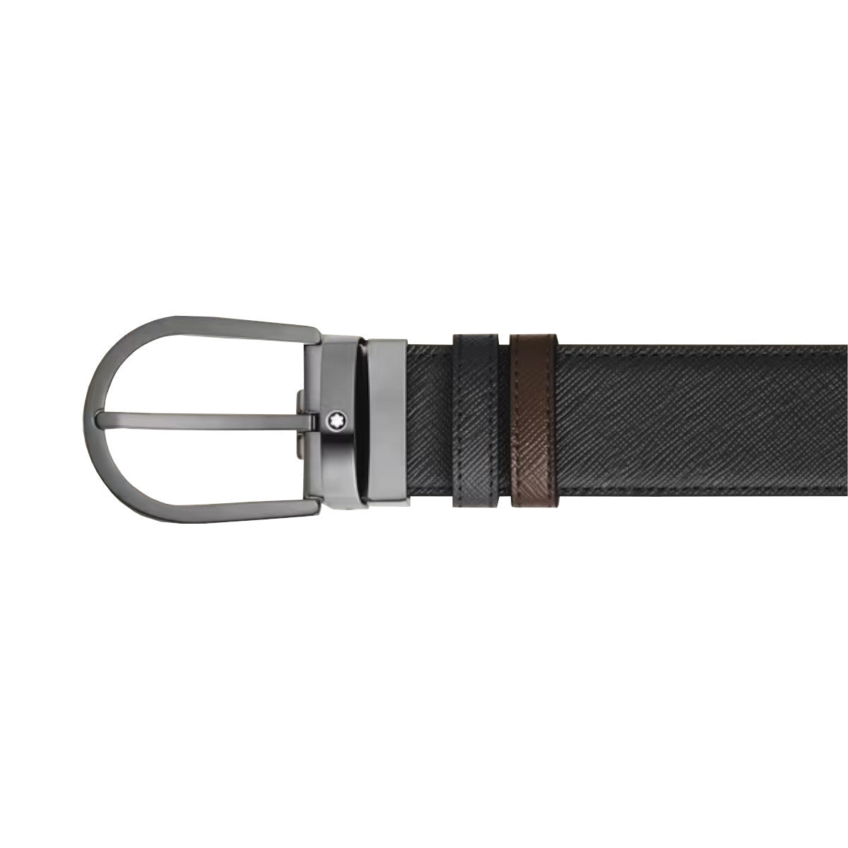 Ceinture hommeMontblancCeinture réversible motif fer à cheval 35 mm en cuir Montblanc Sartorial ébène