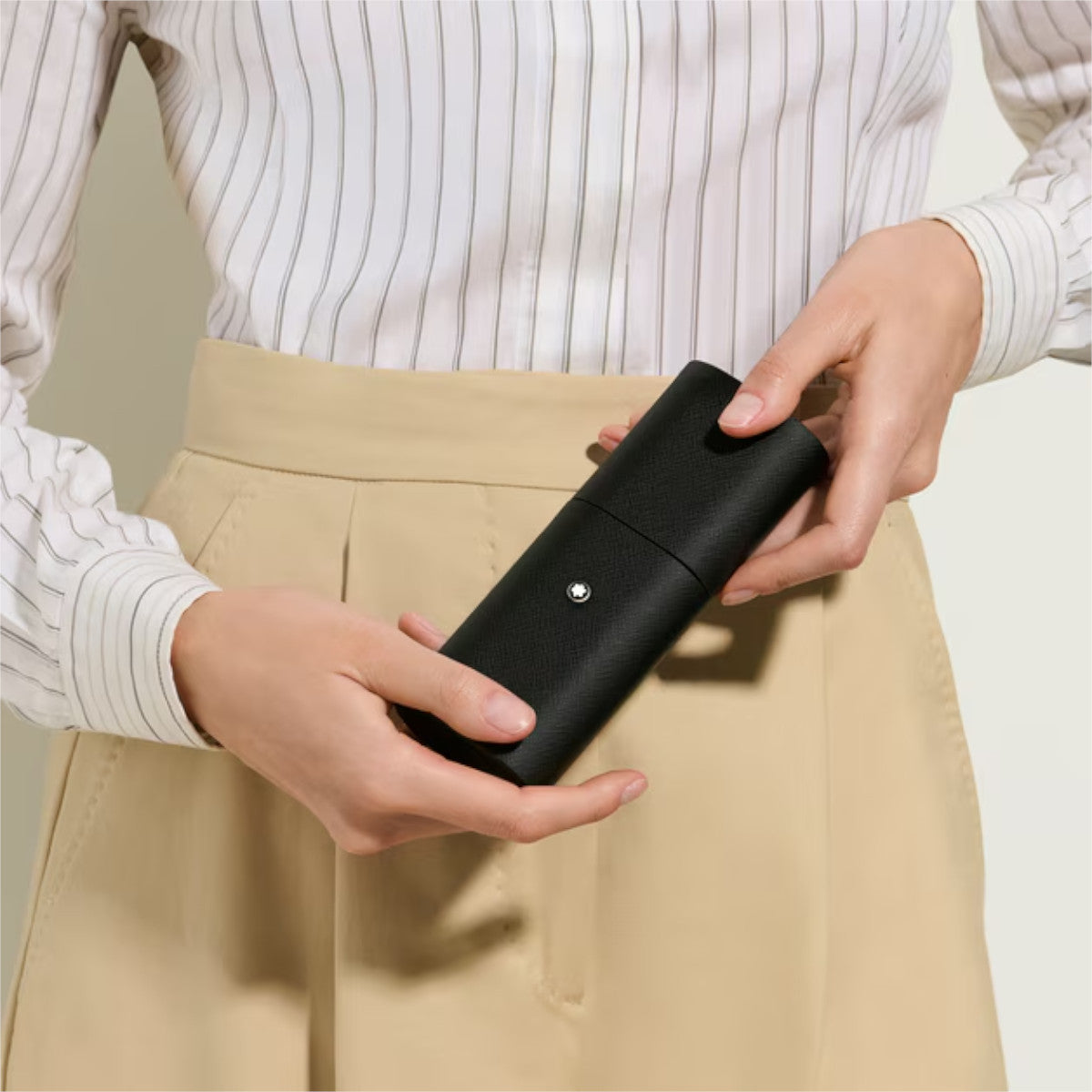 Étui pour 2 Instruments d'Écriture Montblanc en Cuir Sartorial Noir