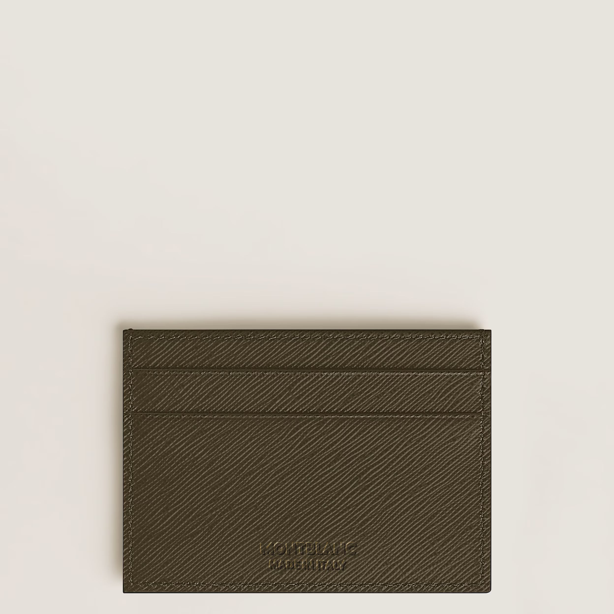 Tarjetero 5cc en piel sartorial caqui