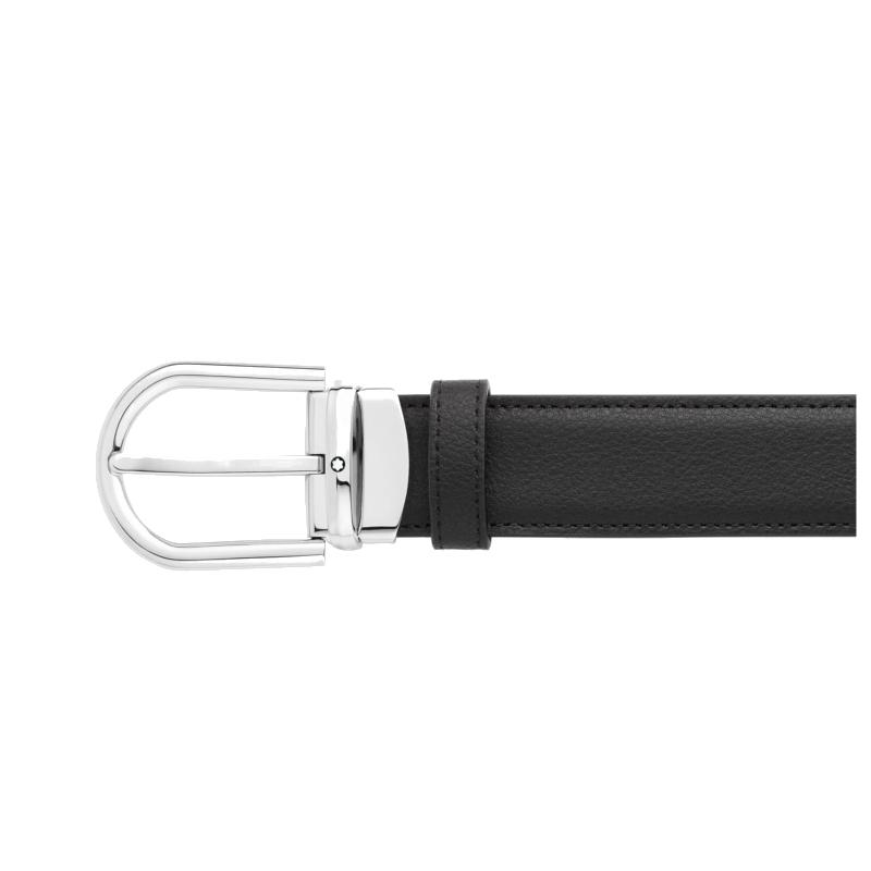 CeintureMontblancCeinture réversible Montblanc à boucle fer à cheval de 30 mm en cuir noir/marron