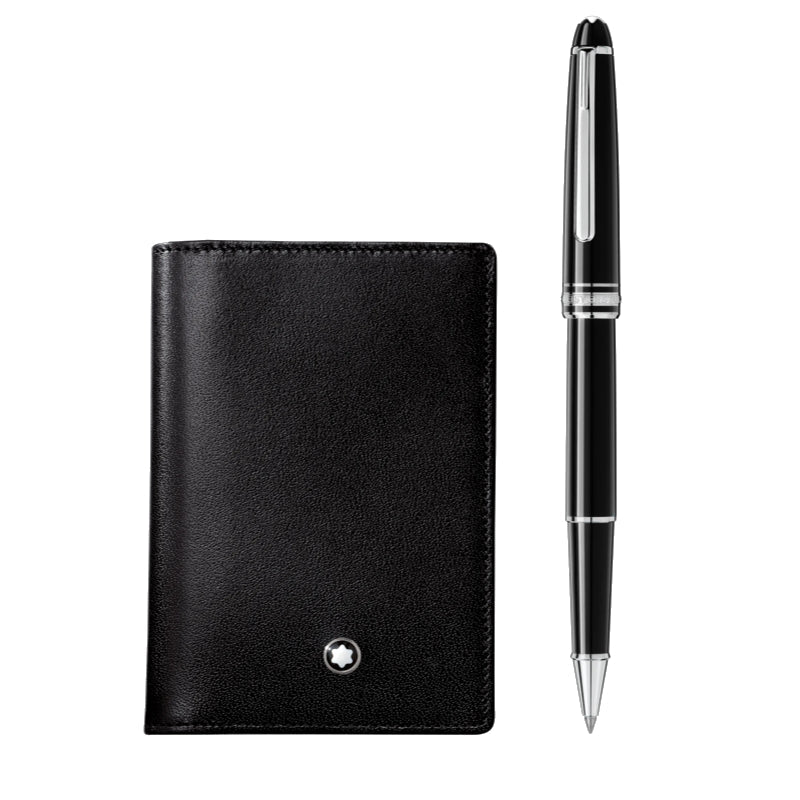 Coffret cadeauMontblancCoffret composé d’un rollerball Meisterstück Classique platiné et d’un porte - cartes de visite avec soufflet