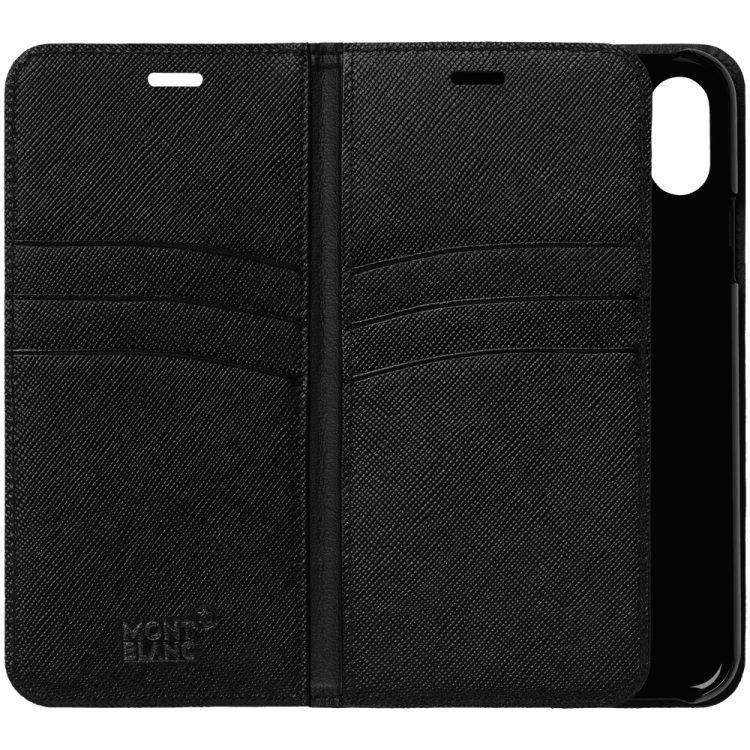 Étui pour IPhone XS MaxMontblancÉtui à rabat avec poche 2cc et poche transparente Montblanc Sartorial pour iPhone Apple XS Max