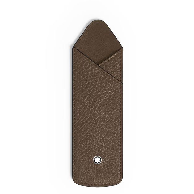 Étui Fin pour 1 Instrument d'Écriture en Cuir Grainé Noisette