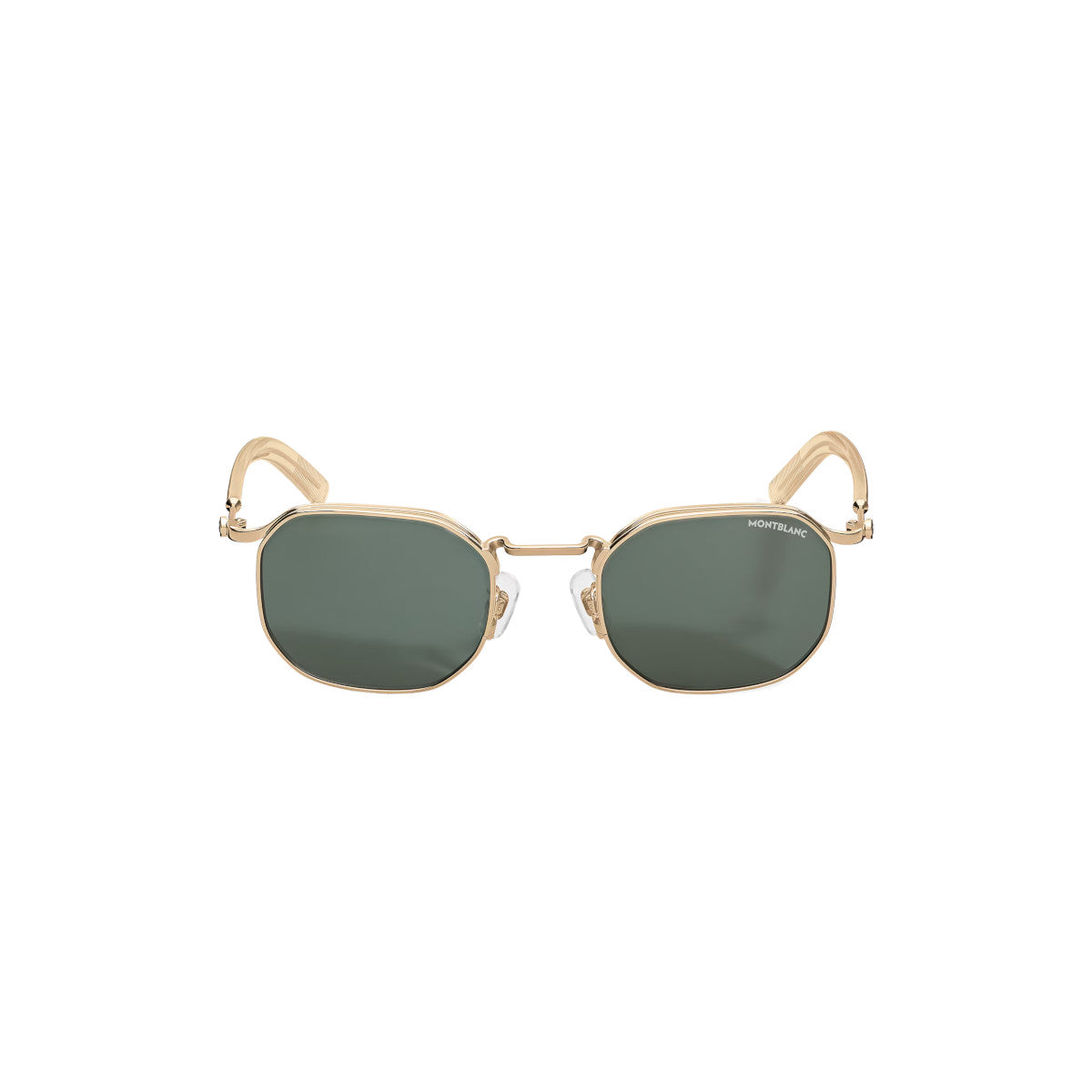 Lunettes de soleil Montblanc carrées à monture métallique dorée