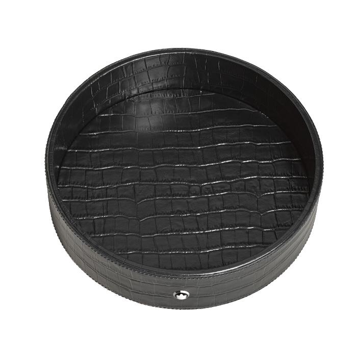 Accessoire de bureauMontblancGrand plateau de bureau Montblanc rond en cuir embossé croco