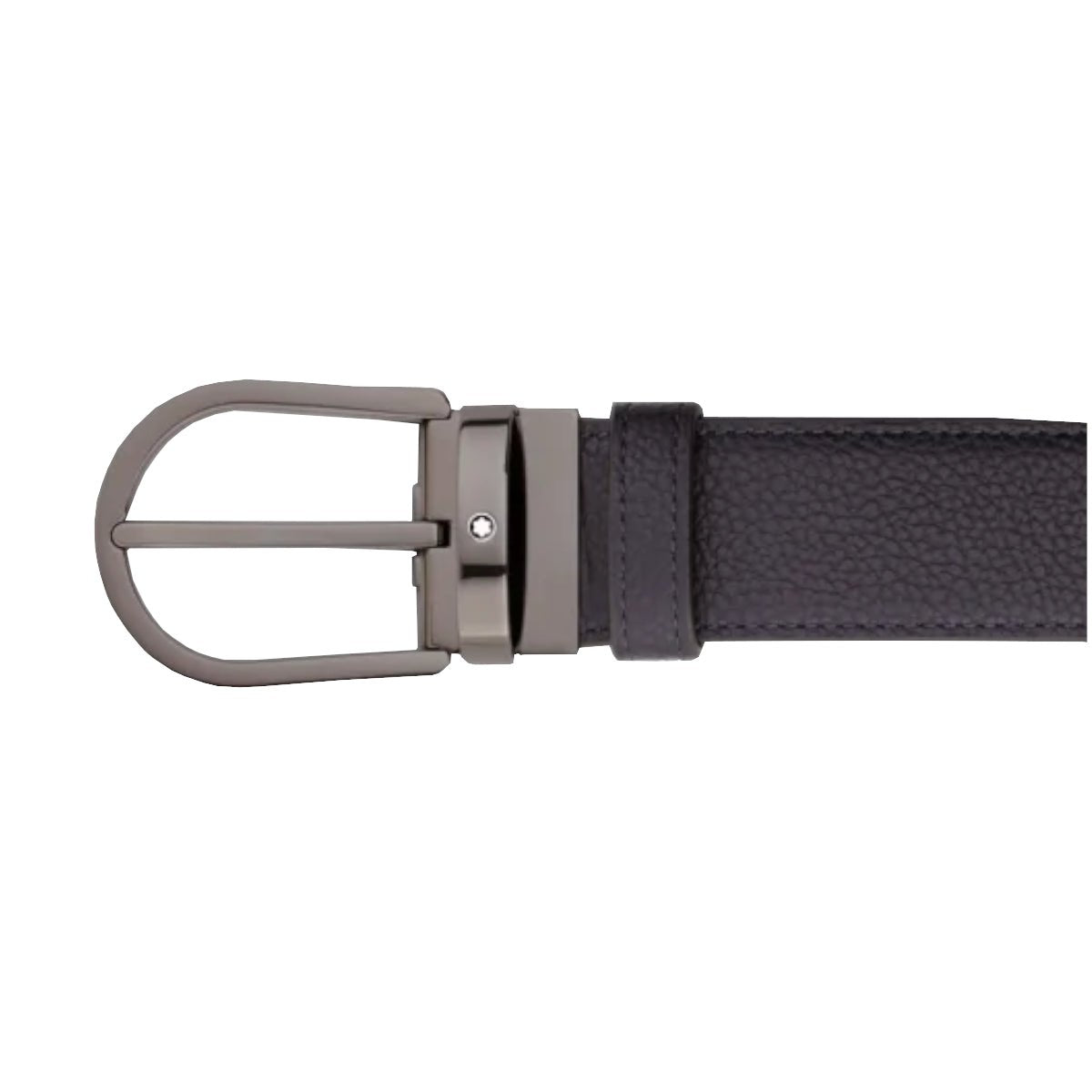 Ceinture hommeMontblancCeinture réversible à boucle fer à cheval de 35 mm en cuir bleu nuit/noir