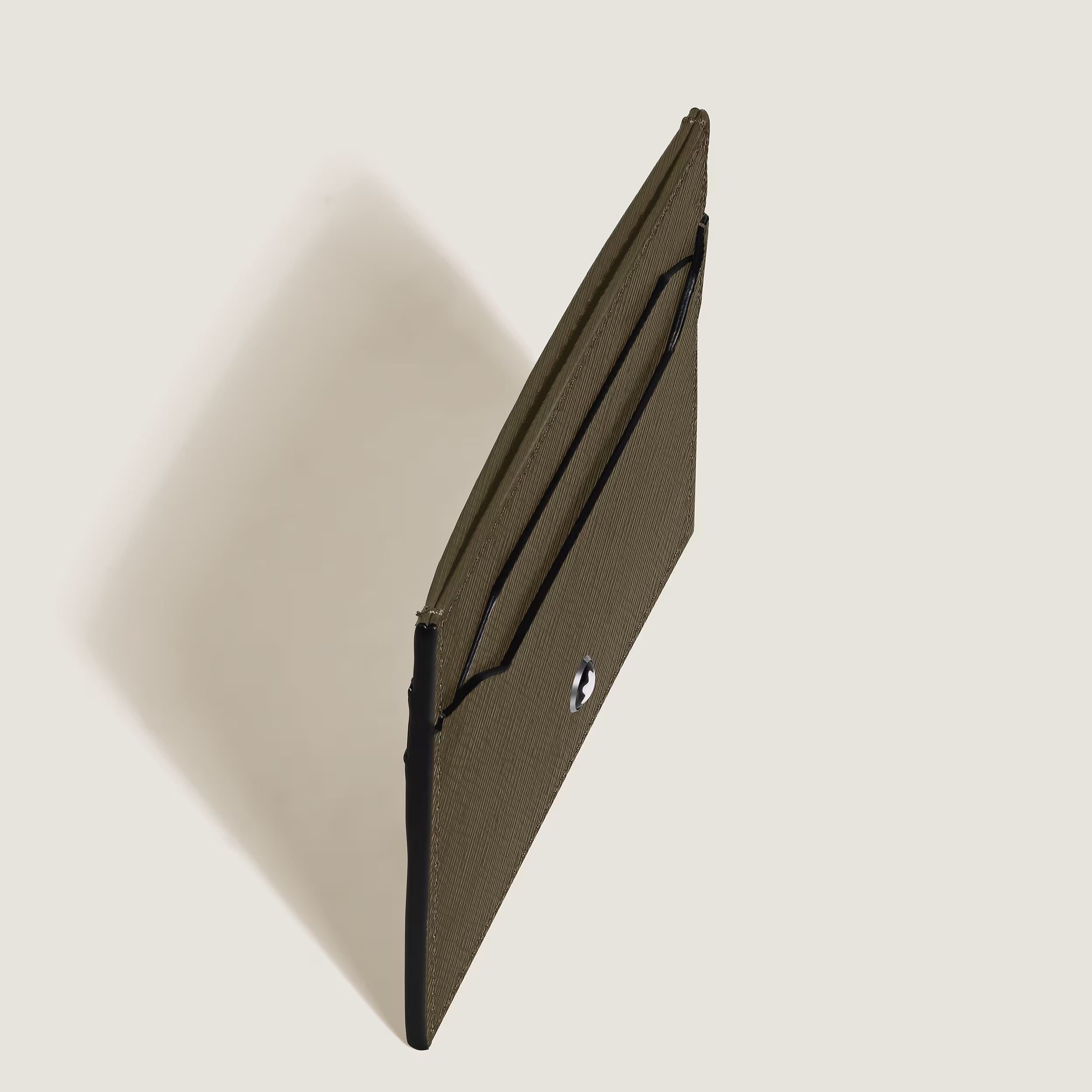 Tarjetero 5cc en piel sartorial caqui