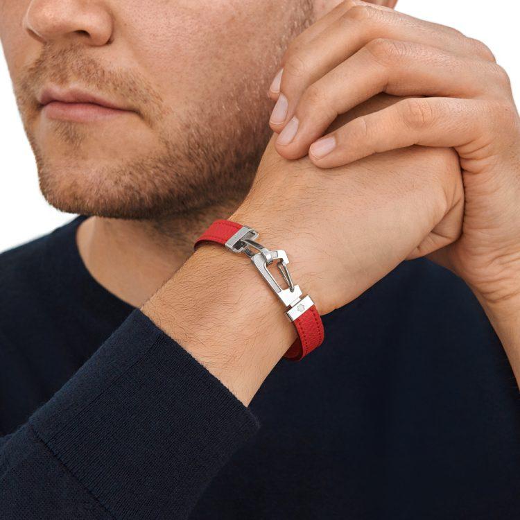 Bracelet Montblanc Wrap Me en cuir rouge (Taille L) - Boutique-Officielle-Montblanc-Cannes