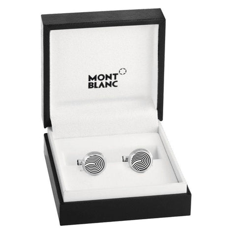 Boutons de manchette ronds en acier inoxydable avec motif empreintes digitales