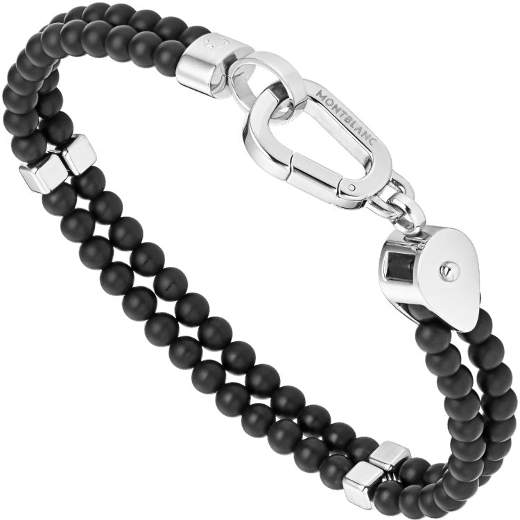 Bracelet double Wrap Me en onyx et acier