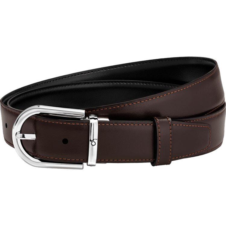Ceinture affaires réversible noire/marron à couper selon la taille - Boutique-Officielle-Montblanc-Cannes