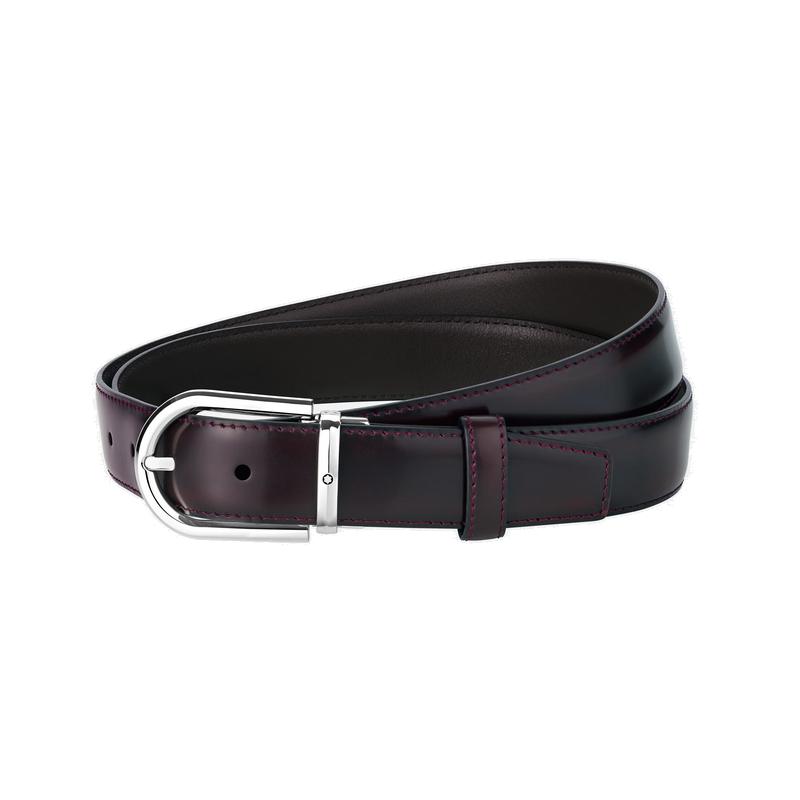 Ceinture à boucle fer à cheval de 30 mm en cuir bordeaux