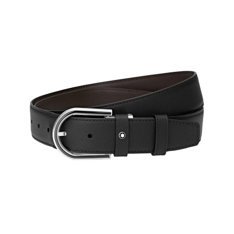 Ceinture à boucle fer à cheval de 35 mm en cuir noir