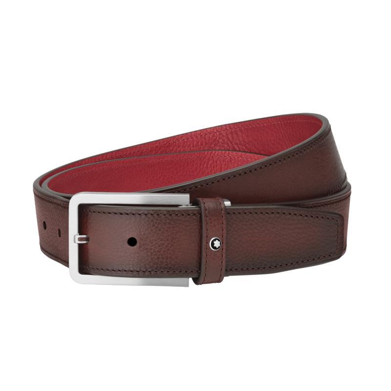 Ceinture avec boucle rectangulaire en acier inoxydable mat avec revêtement PVD doré à l’or sur le côté
