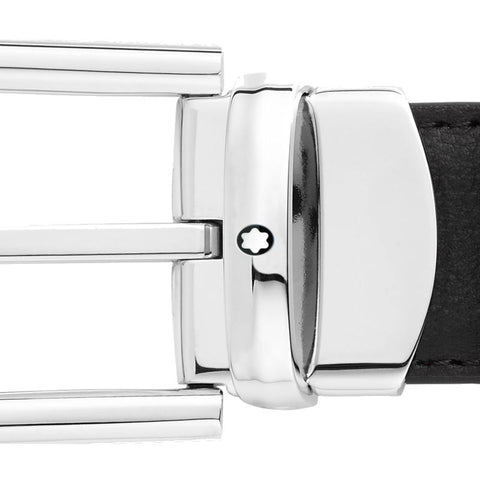 Ceinture réversible à boucle fer à cheval de 30 mm en cuir noir/vert