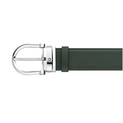 Ceinture réversible à boucle fer à cheval de 35 mm en cuir vert/naturel