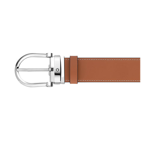 Ceinture réversible à boucle fer à cheval de 35 mm en cuir vert/naturel