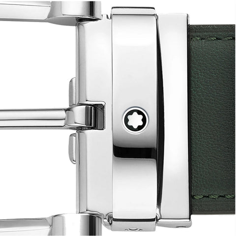 Ceinture réversible à boucle fer à cheval de 35 mm en cuir vert/naturel