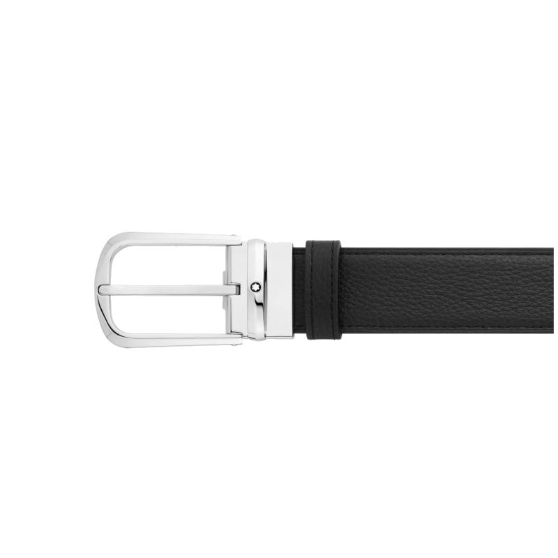 Ceinture réversible de 35 mm en cuir noir/bleu