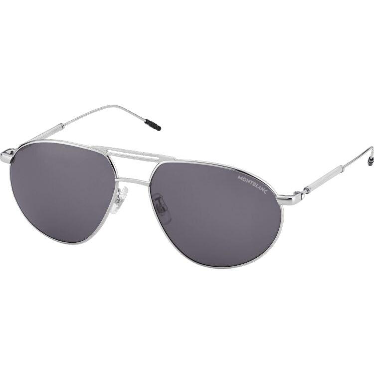 Lunettes de soleil Montblanc carrées à monture métallique argentée