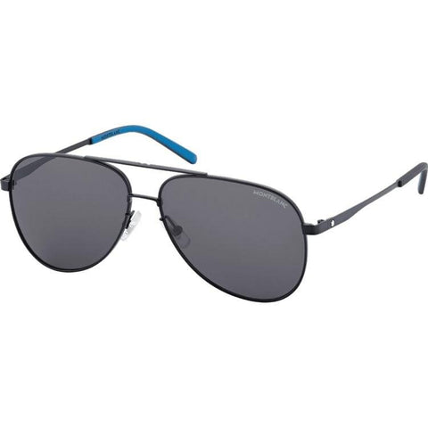 Lunettes de soleil Montblanc carrées à monture métallique noire