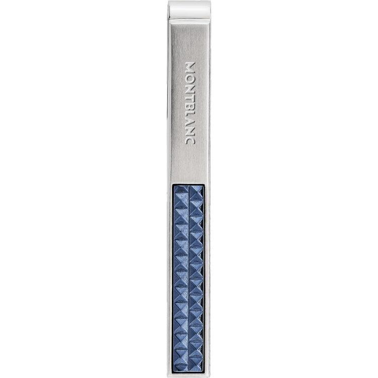 Pince à cravate Montblanc en acier inoxydable avec incrustation à motif bleu