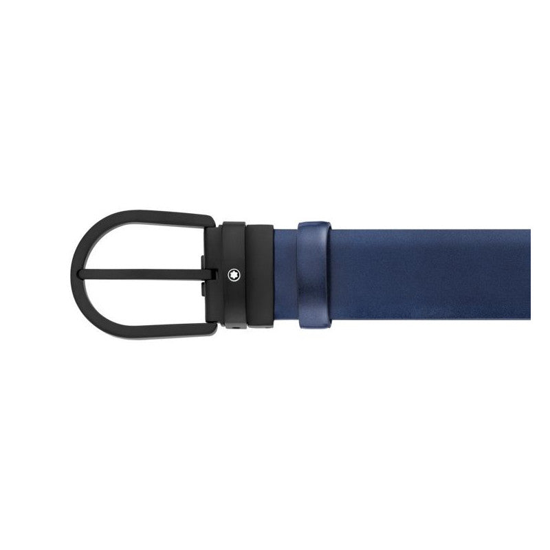 Ceinture En Cuir Bleu 35 Mm Boucle Fer À Cheval