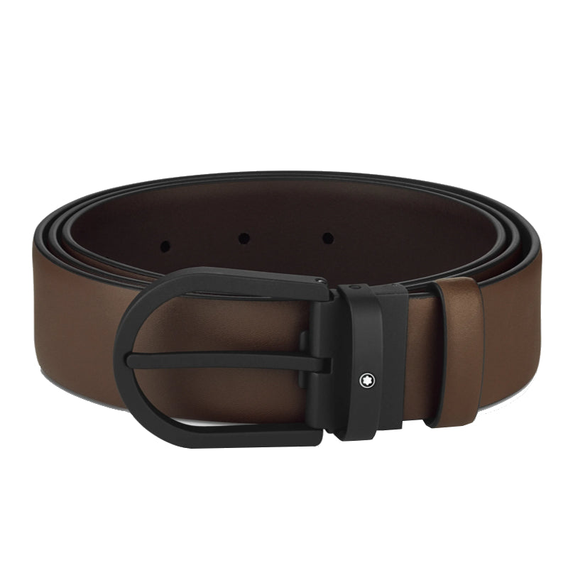Ceinture à boucle fer à cheval de 35 mm en cuir marron