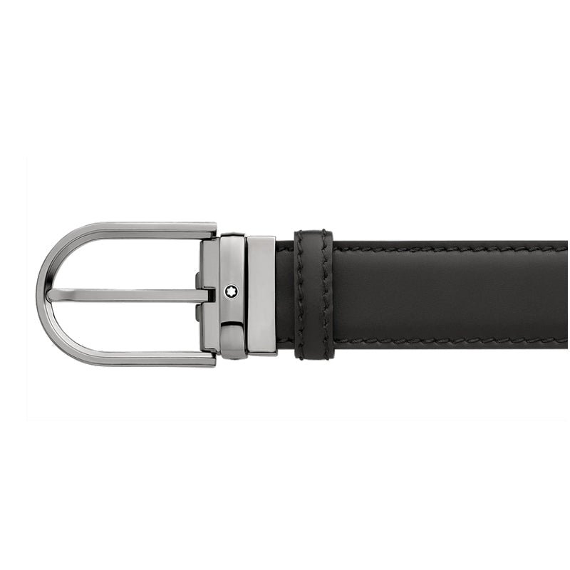 CeintureMontblancCeinture à boucle fer à cheval de 35 mm en cuir noir