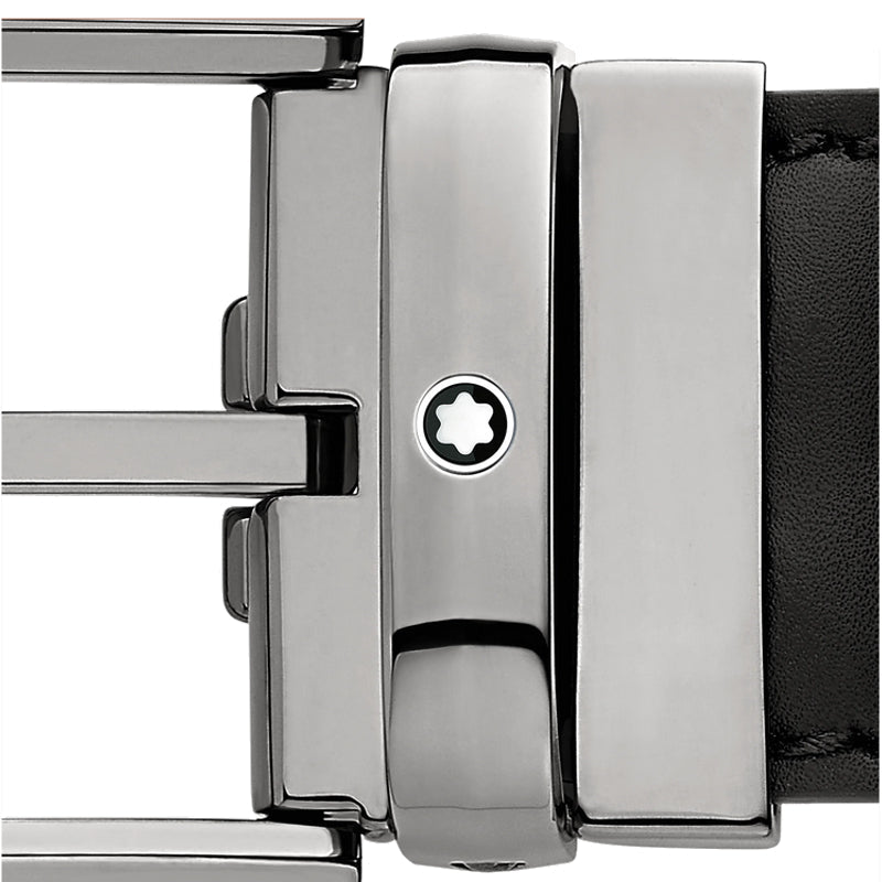 CeintureMontblancCeinture à boucle fer à cheval de 35 mm en cuir noir