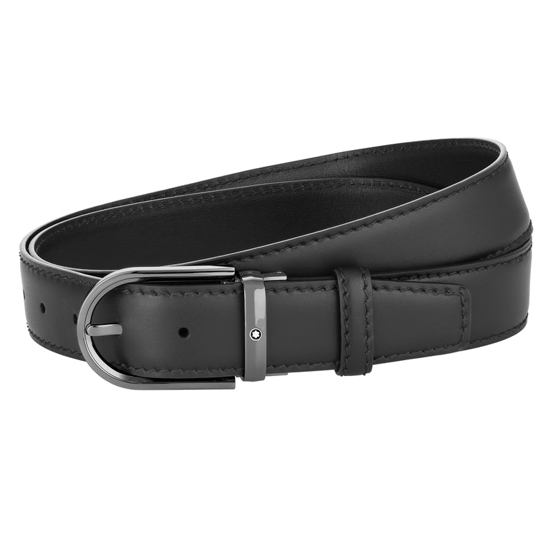 CeintureMontblancCeinture à boucle fer à cheval de 35 mm en cuir noir