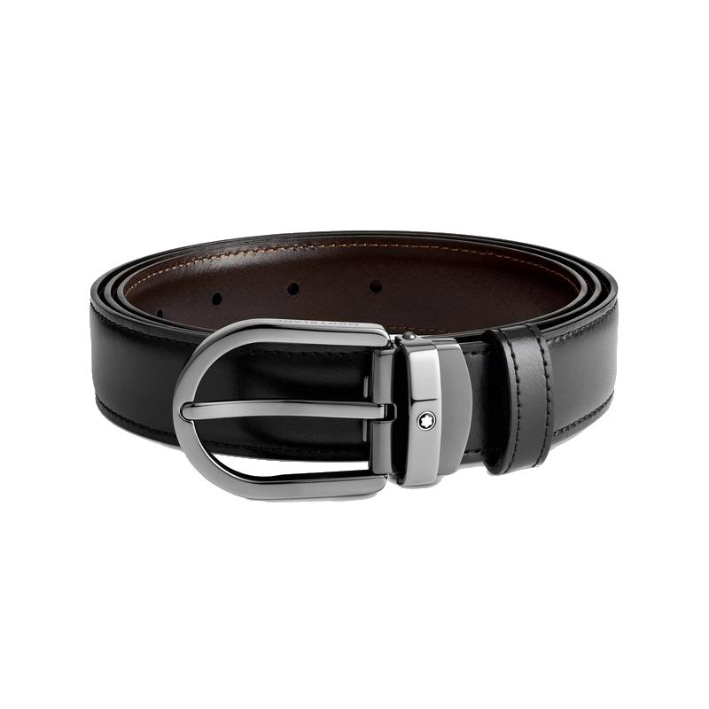 CeintureMontblancCeinture réversible à boucle fer à cheval de 30 mm en cuir noir/marron