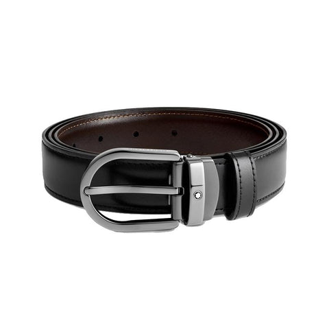 CeintureMontblancCeinture réversible à boucle fer à cheval de 30 mm en cuir noir/marron